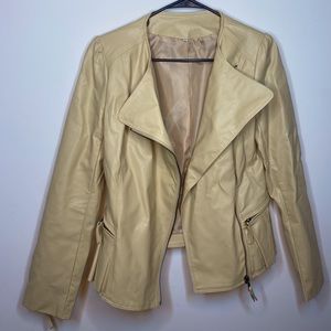 SHEIN Leather Jacket with Zip Pockets and Sleeves